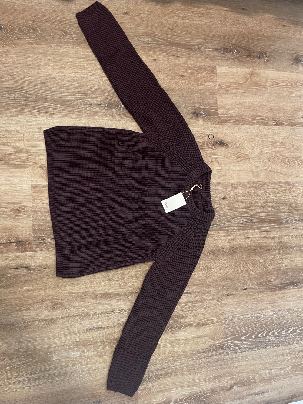 Quince Ribbed Crewneck Sweater in Deep Plum